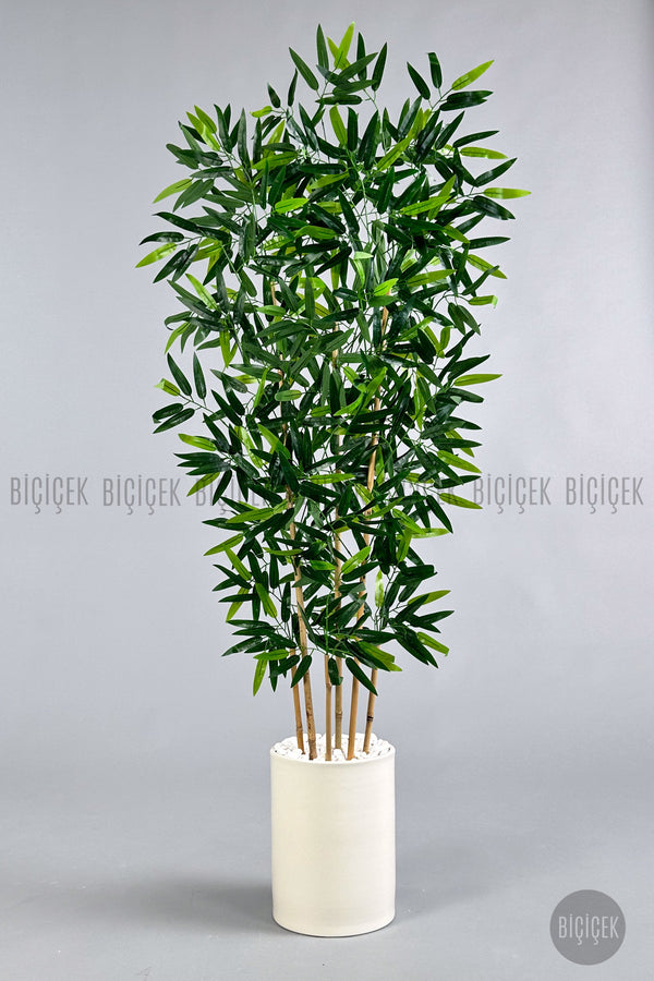 Yapay Bambu Ağacı 6 Dallı 150 Cm Yoğun Yapraklı Metal Saksı