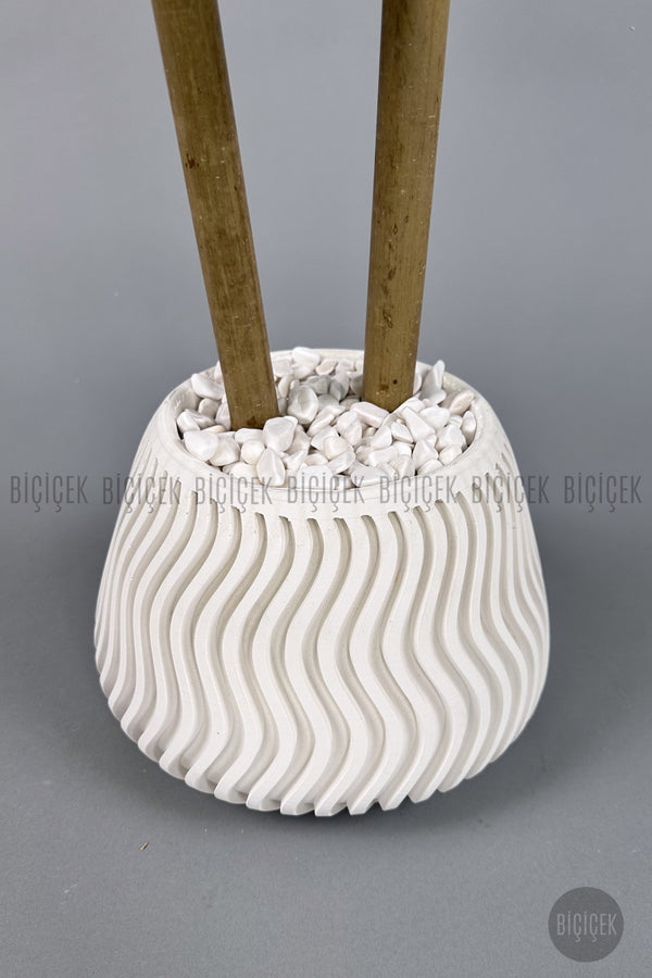 Yapay Bambu Ağacı 140cm Spiral Saksıda Leylek Model