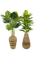 Yapay Monstera Ve Difenbahya Ağacı Bohem Saksıda