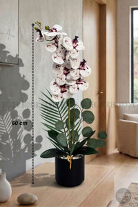 Yapay Phalaenopsis Beyaz Benekli Orkide 60 Cm