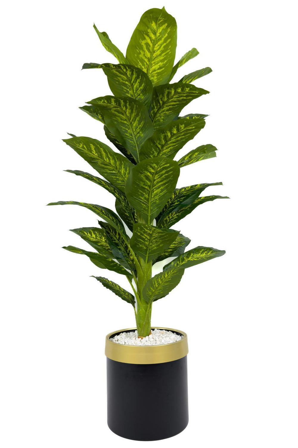 Yapay Di̇fenbahya 170 Cm Si̇yah Gold Metal Saksıda
