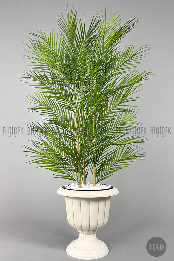 Yapay Areka Palmiyesi 130 Cm 33 Yaprak Nergis Saksıda - Krem